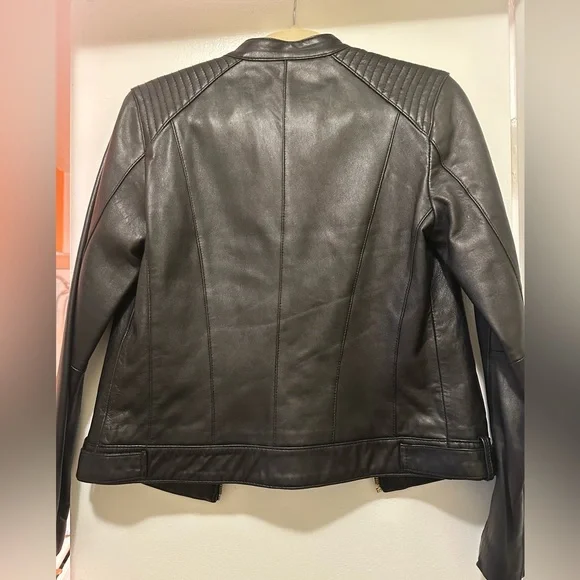 Cole Haan Black Leather Jacket - Picture 4 of 6